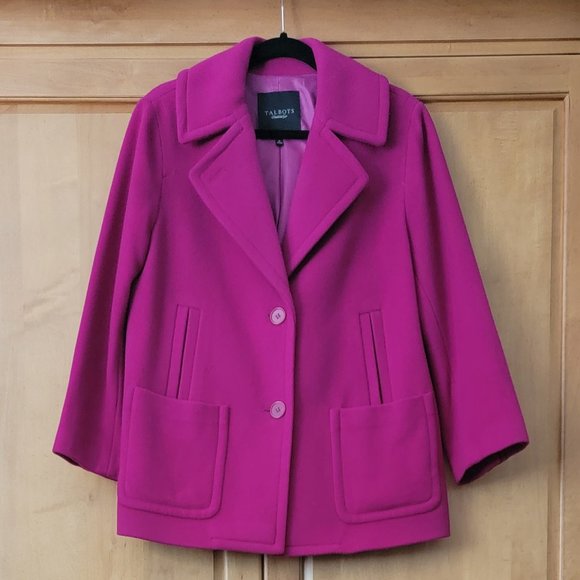 Talbots Jackets & Blazers - NWOT Talbots Hot Pink Wool Blend Peacoat - 10